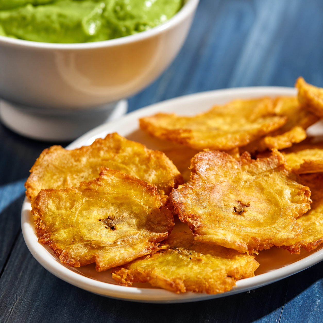 Tostones venezolanos de plátano verde frito